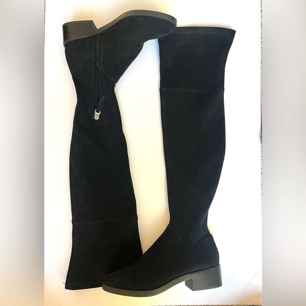 Dolce Vita Black Faux Suede Over Knee Boots, 7